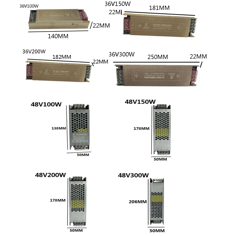 Ultracienki zasilacz impulsowy DC12V 24V 36V 48V 60W 120W 300W transformator AC 110V-240V zasilacz SMPS do taśm LED