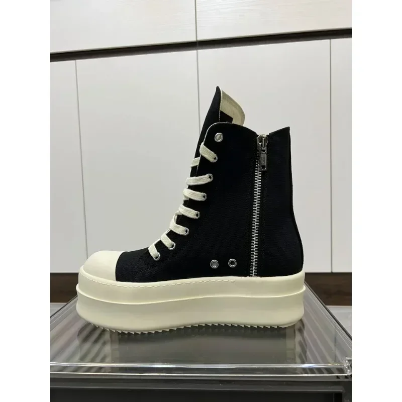 

Брендовая черная высокая мужская обувь Модельер Женские парусиновые кроссовки до щиколотки