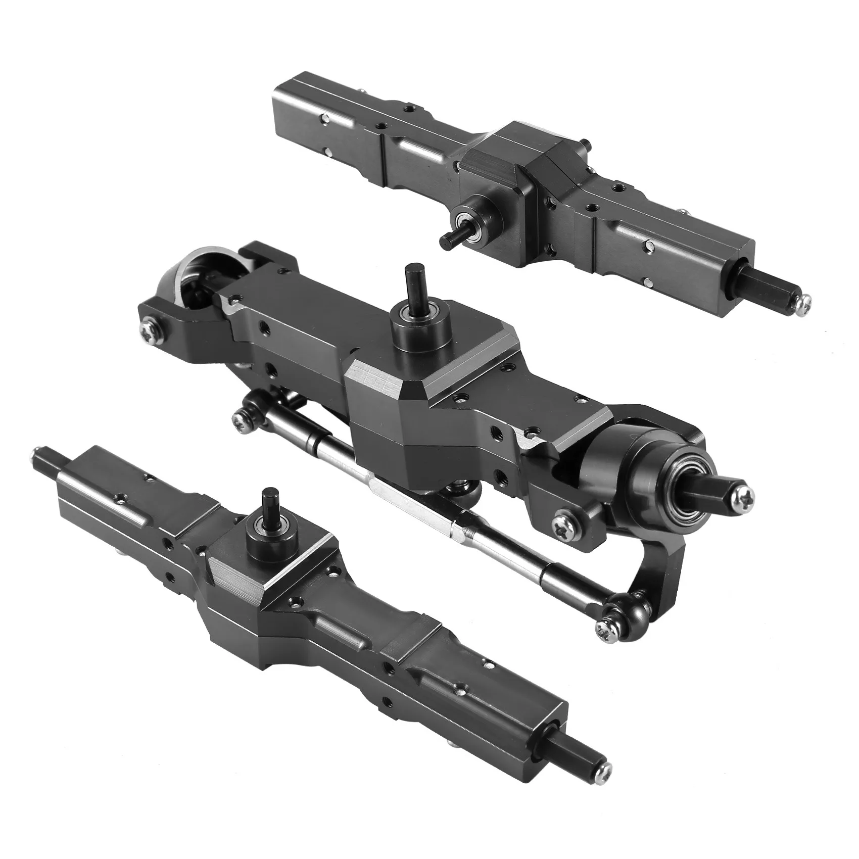MACH-For WPL 1/16 B16 B36 6WD Replace Upgrade Front/ Rear/ Bridge Axle Part Set Truck RC Car Parts Aluminum Alloy Durable