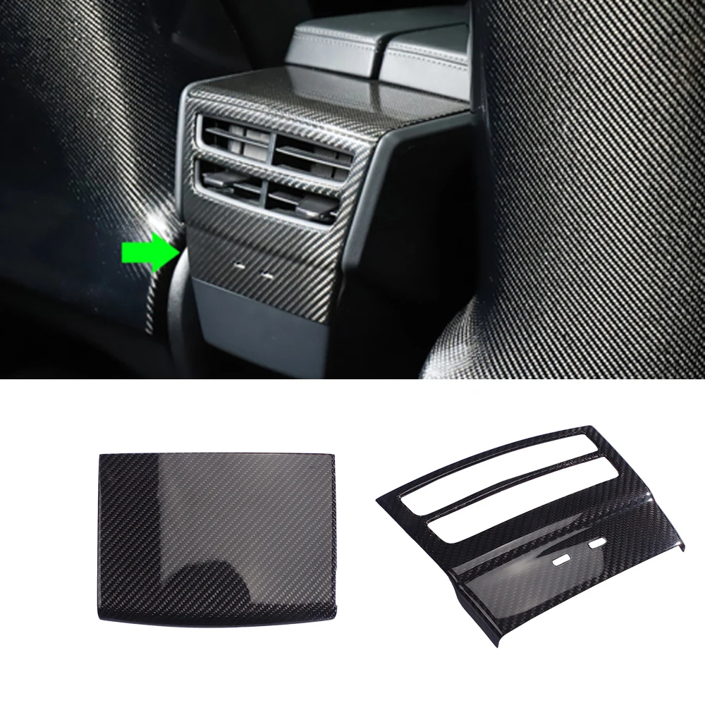 Car Accessories Real Dry Carbon Rear Air Outlet Vent Cover Trim For Tesla Model X Model S 2014-2020