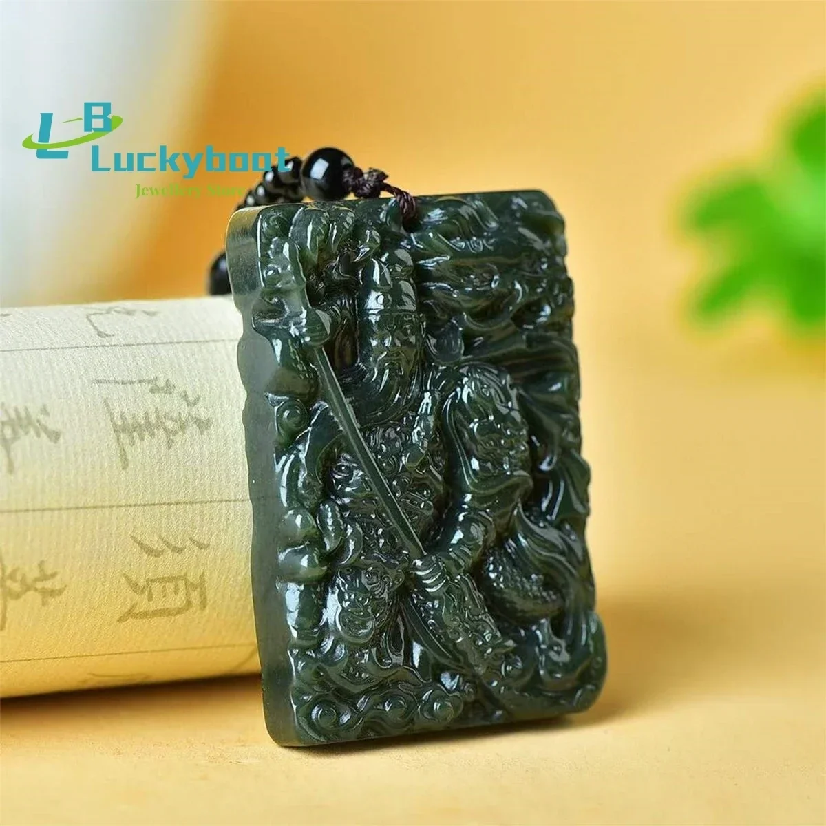 Natural Hotan Jade Double Sided Guan Gong Pendant Simple and Generous Personality Fashion Versatile Fine Men and Women