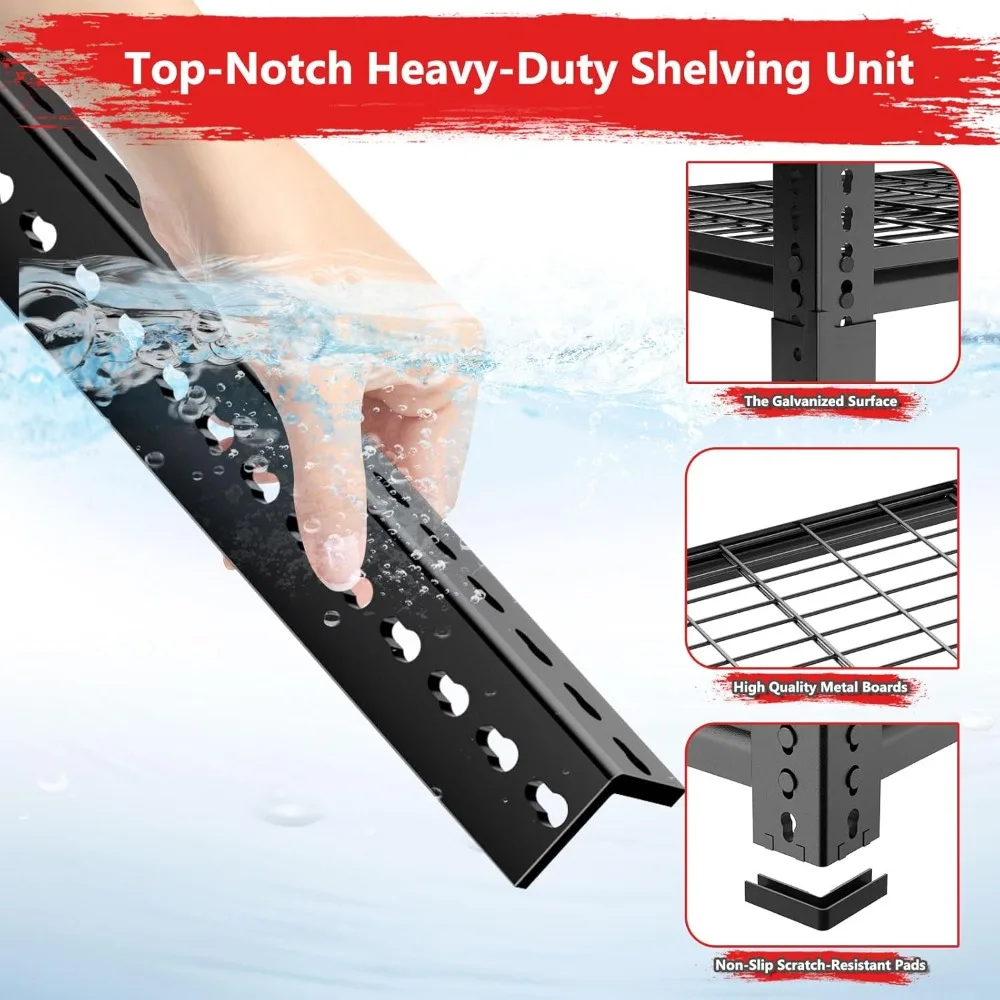 Prateleiras de garagem de metal ajustáveis para serviço pesado, capacidade de 1920 libras, 36 x 16 x 60, organizador de armazenamento de rack de arame