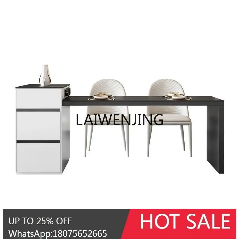 

Cream Wind Island Dining Table Retractable Slate Modern Simple Table and Chair