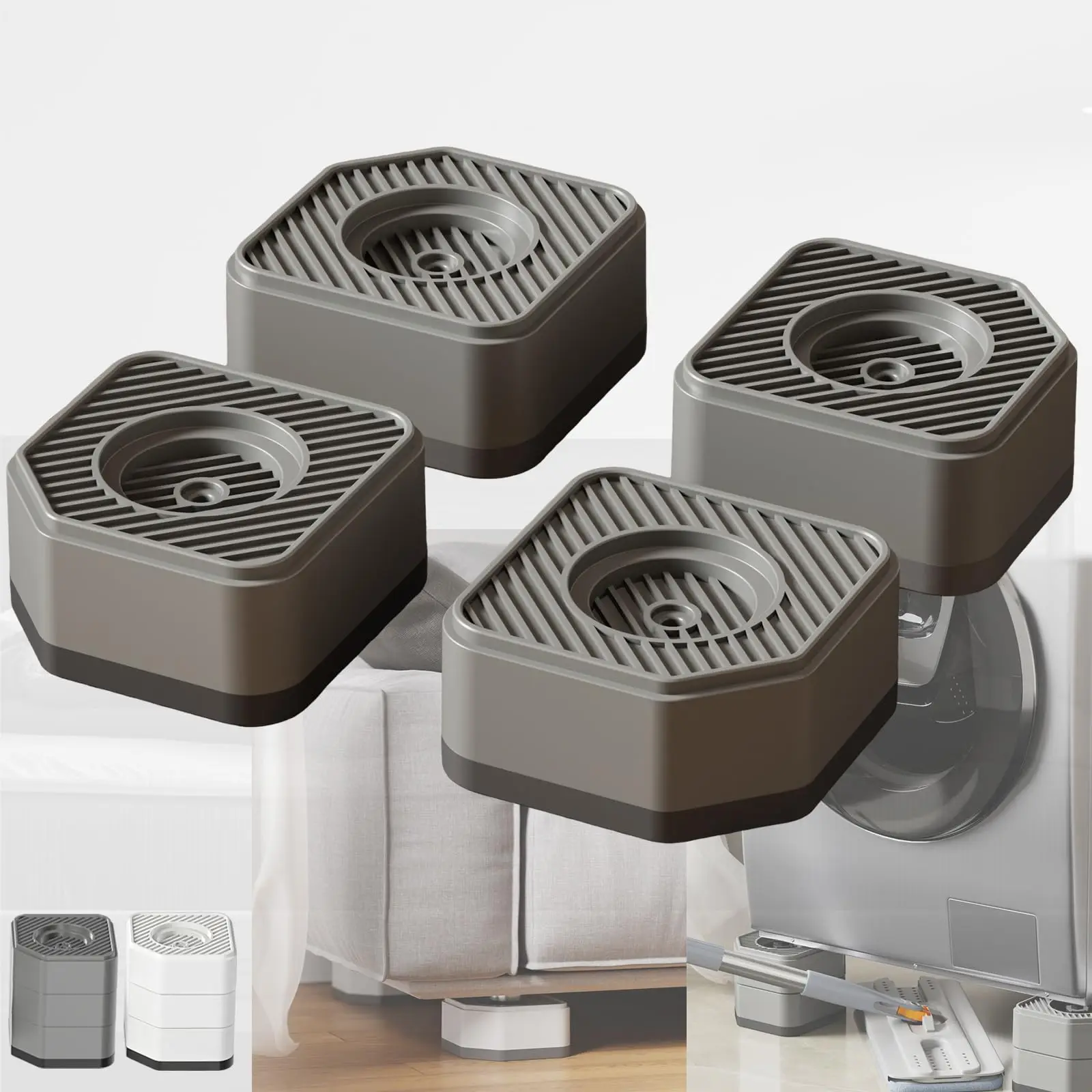Anti Vibration Pads for Washing Machine – Anti Slip Shock Absorbing Feet, Height Increase Mats for Washer Dryer Fridge