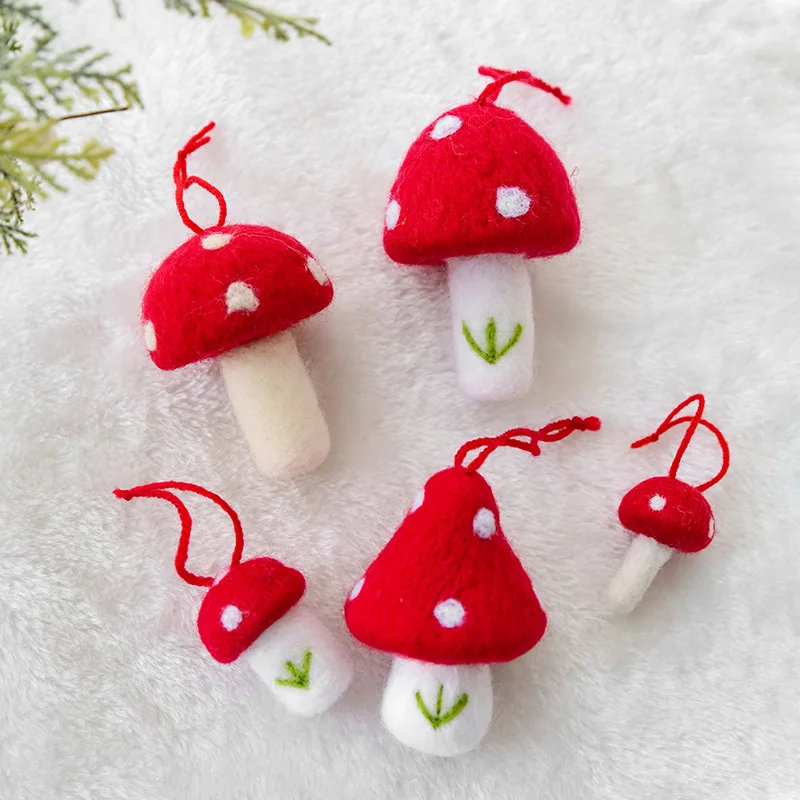 

NUCHI Amazon Christmas Decoration Pendant Wool Felt Mushroom Tree DIY Mini Wreath Accessories