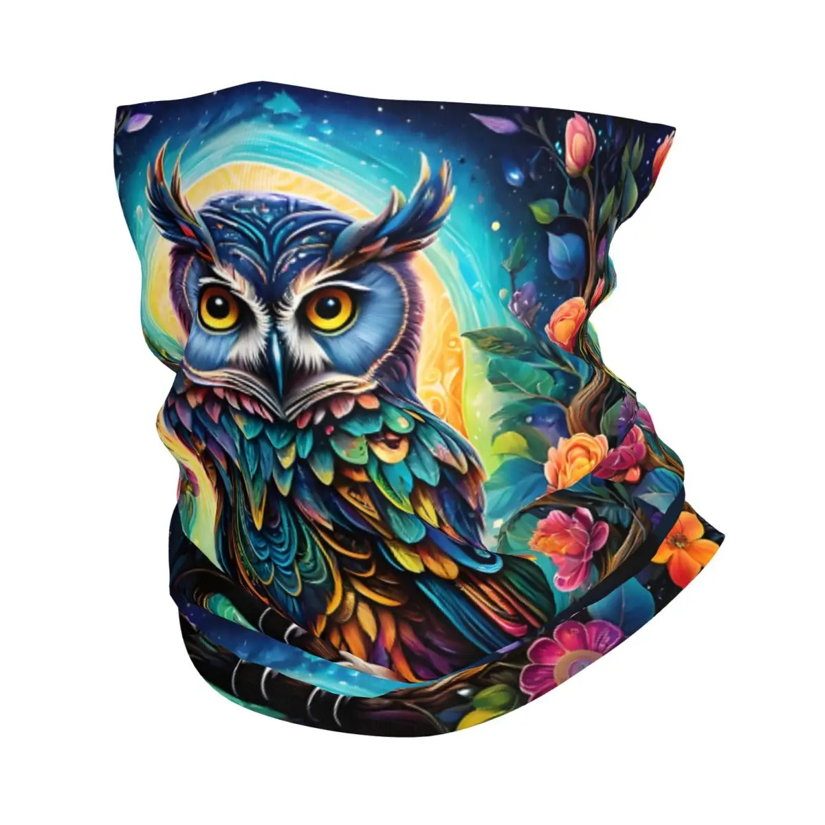 Colorful Woodland Owl Bandana Neck Cover Wrap Scarf Balaclava Cycling Unisex Adult Breathable