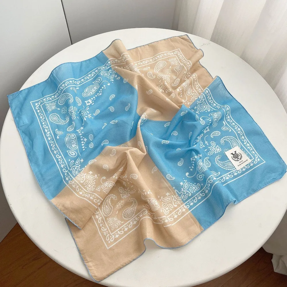 

Retro Thin Cotton Square Scarf Breathable Scarf Hair Band Cashew Nut Print Silk Scarf Korean Headband Square Handkerchief Beach
