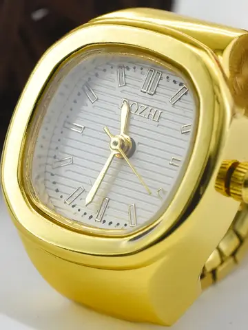 Ring Quartz Watch New Hot Sales Creative Alloy Shell Finger Square Dial Couple Men And Women