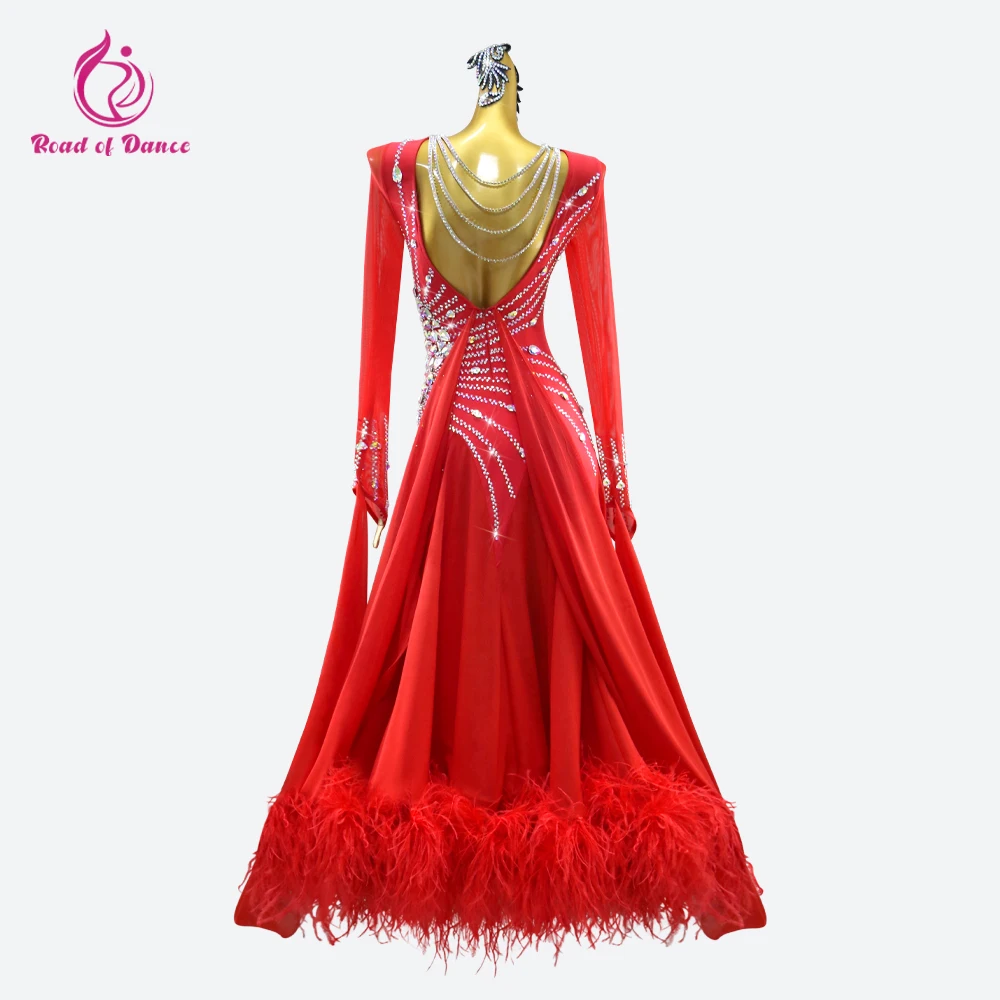 Novo vestido de dança moderna competição de salão flamenco mulher traje de penas terno de palco noite lantejoulas roupa valsa conjuntos