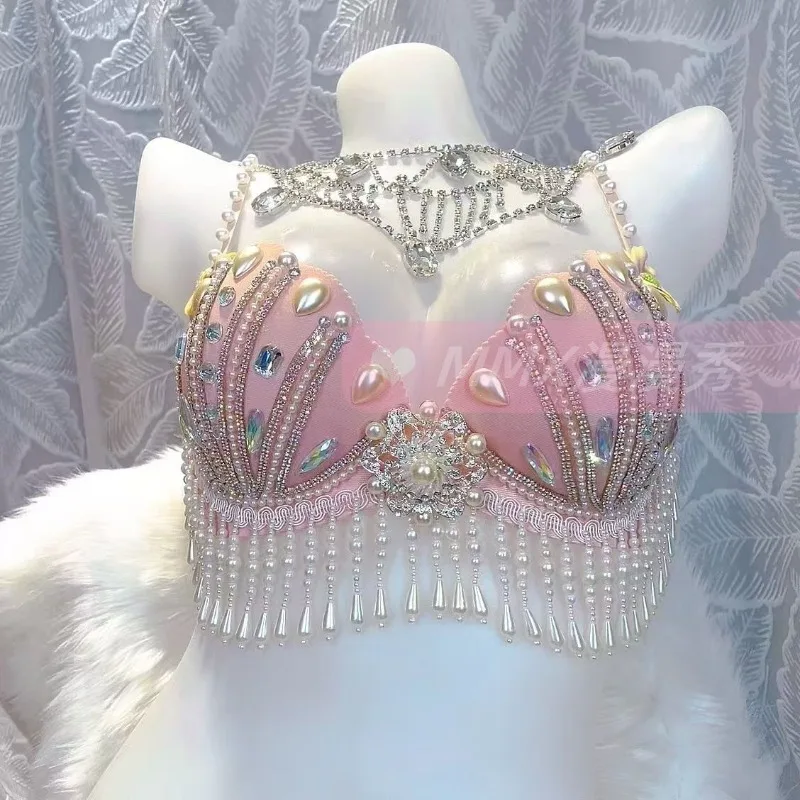 Customized Music Festival Party Costumes Belly Dancing Bra Stage Wear Bikini Shining Bra Bar Ds Performance Clothes Top Dj