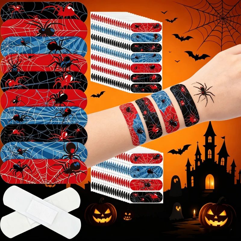 New 120pcs Cartoon Cute Spider Band Aid Wound Dressing Patch Plaster Skin Tape First Aid Disposable Breathable Adhesive Bandages