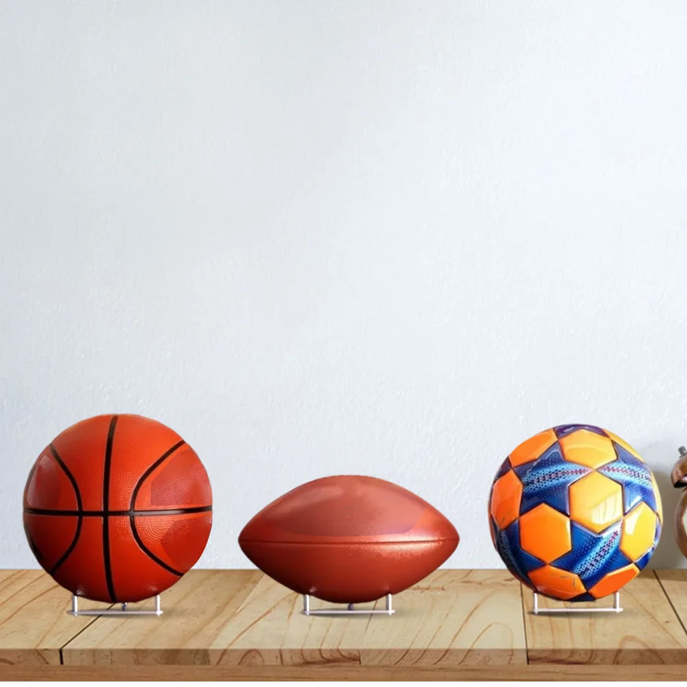 

2Pack Clear Acrylic Sports Ball Stands for Football Basketball Volleyball Sturdy Display Holder Set with Metal Rods