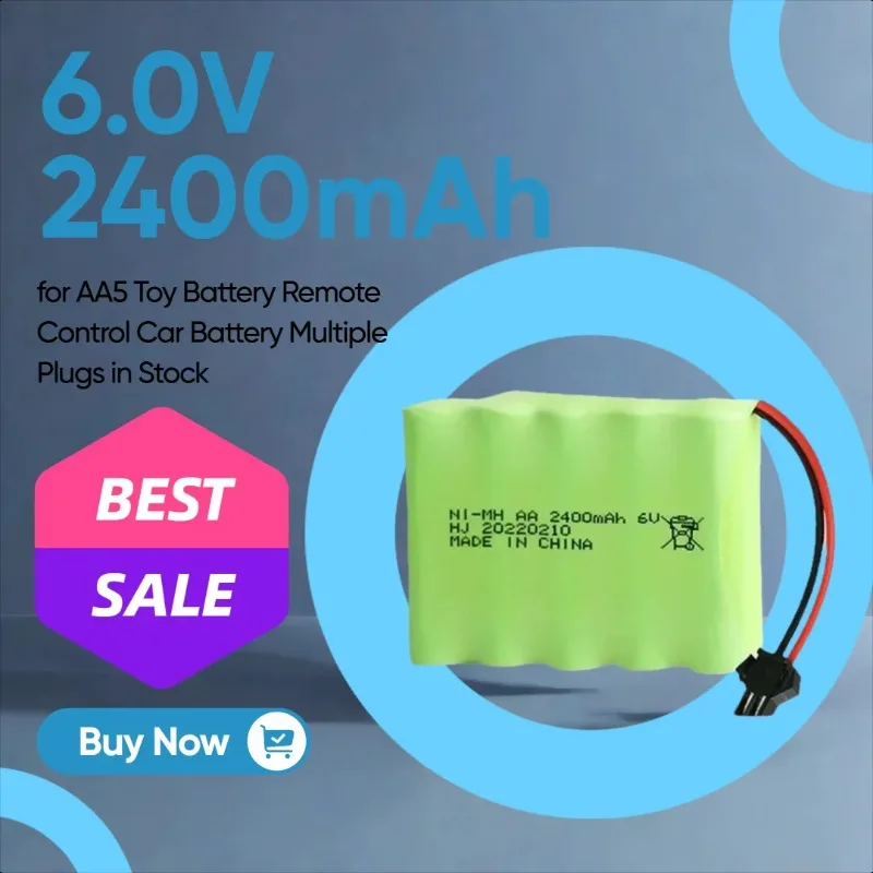 

6.0V 2400mAh Rechargeable NI-MH Battery Pack for AA5 Toy Battery Remote Control Car Battery Multiple Plugs in Stock
