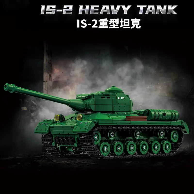 

Military WW2 Soviet Union IS-2 Heavy Tank Building Blocks Bricks Army Action Figure Soldier Model Toys For Children Kids Gift