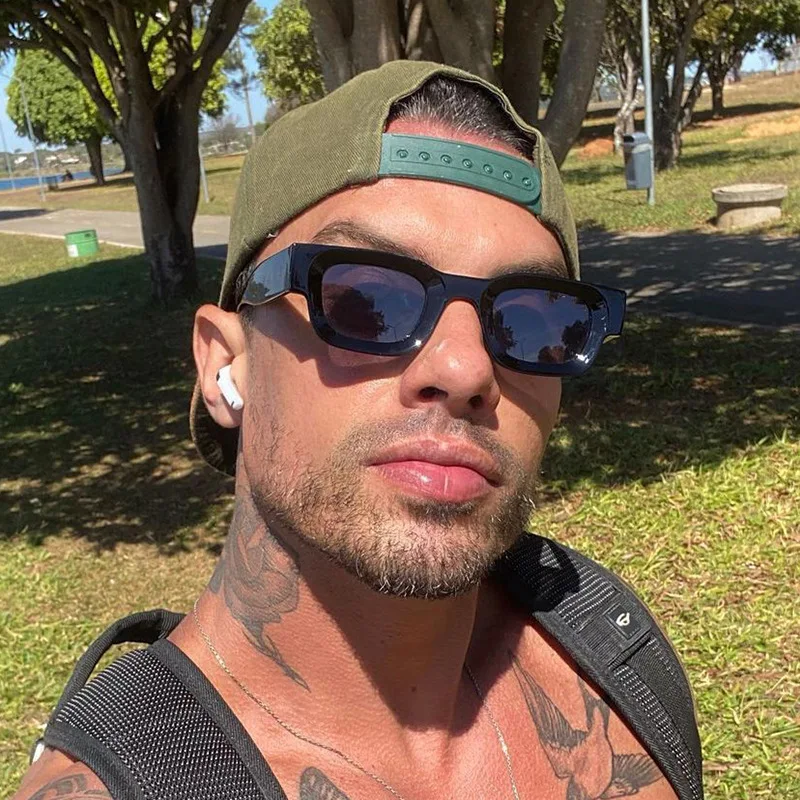 مستطيل صغير النظارات الشمسية النساء الرجال خمر العلامة التجارية مصمم مربع نظارات شمسية فاخرة ظلال الإناث الحدبة مقعر النظارات الشمسية #2