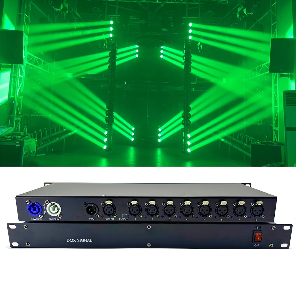 Stage Light Control Artnet Dmx 8 Way Network Expander Output 8x512 4096 Channels For Satge Light Controller Artnet To DMX Node