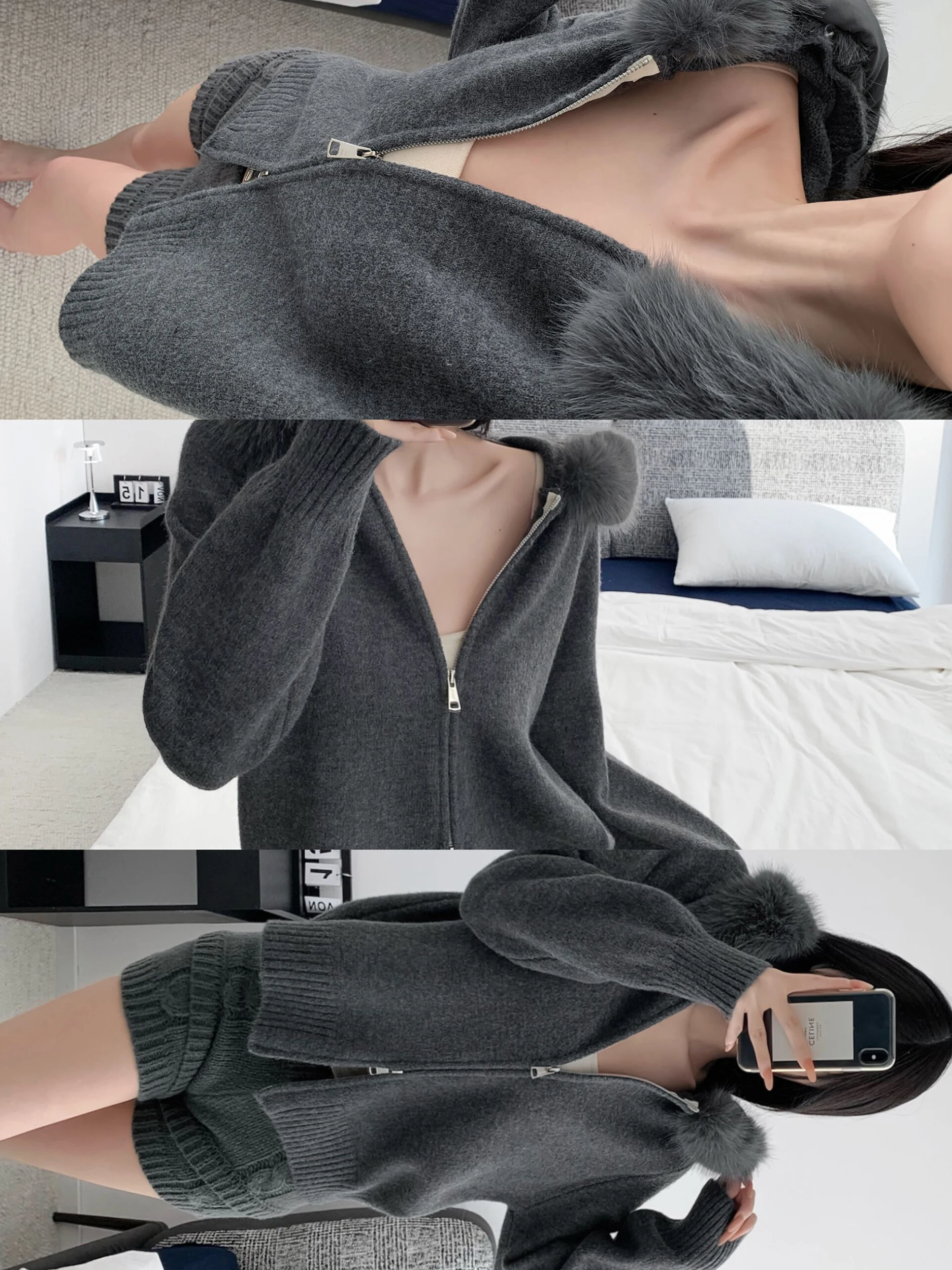 

Свободный вязаный кардиган-пальто женский, в стиле Lazy Sle Fufu Aosphere Sensation, с длинными рукавами, на молнии, с капюшоном, из мягкой ткани, верхняя одежда