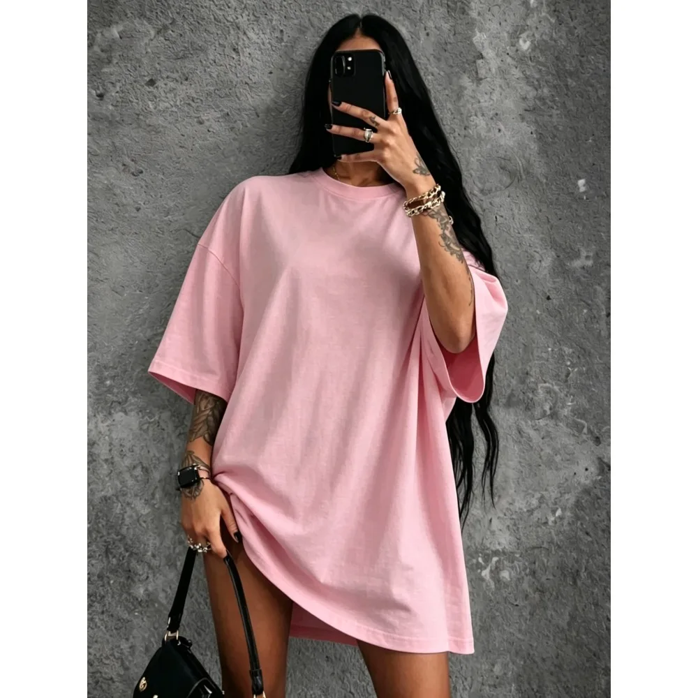 Cotton short sleeved women's light plate T-shirt, simple and versatile, loose shoulder width, soft for summer ladies