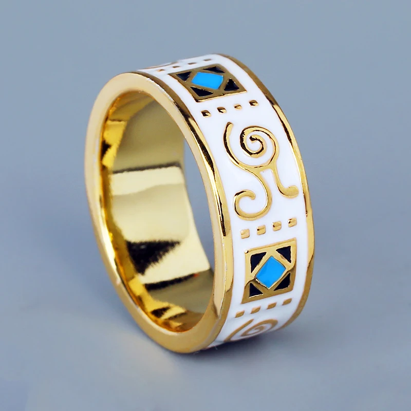 Anillo Clásico de Oro de 18k para Hombre, Anillo de Joyería con Patrón Irregular y Esmalte Blanco Hecho a Mano para Mujer, Sello 925, Anillos de Boda en Oferta