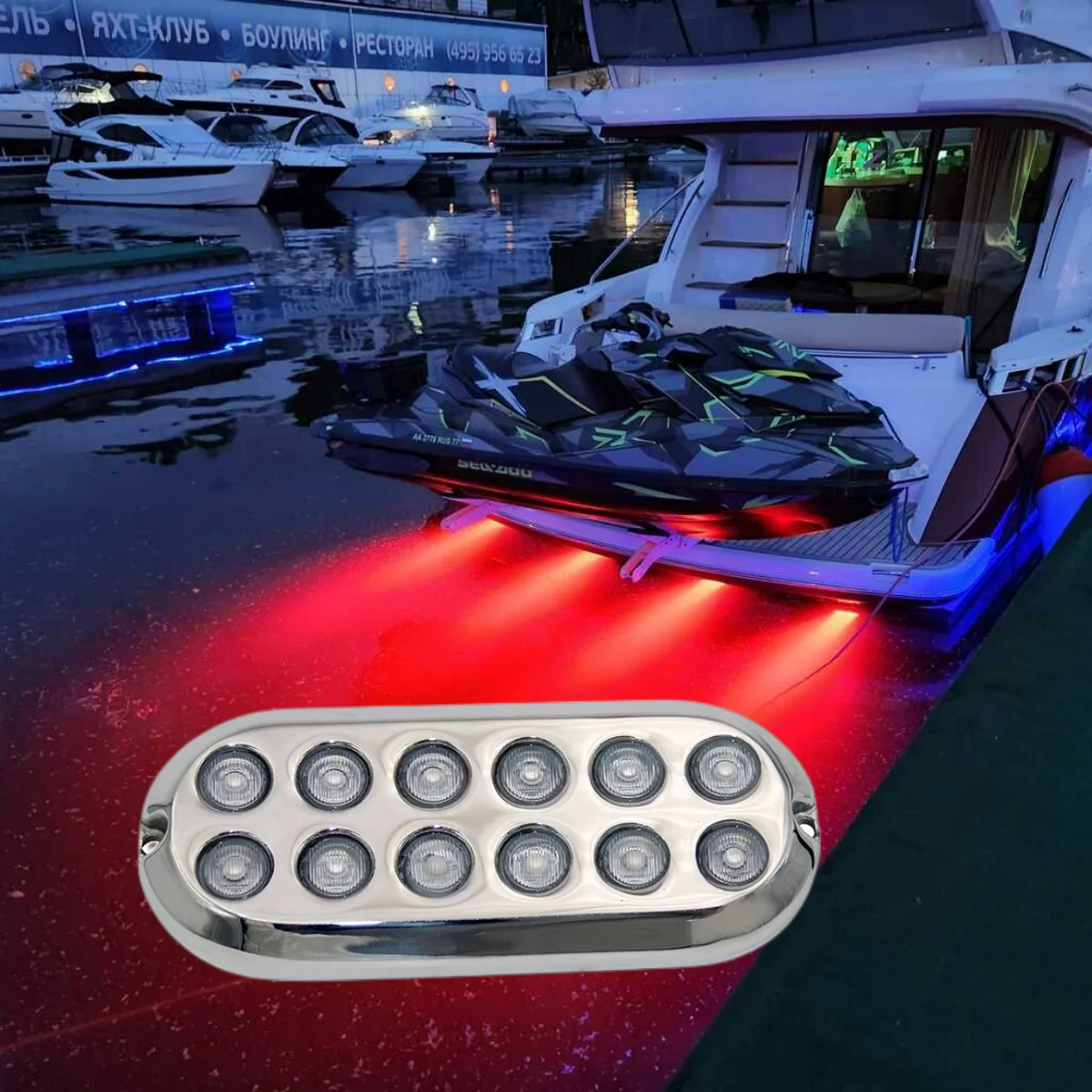 

120W LED Boat Light Marine Accessories Submersible Fishing Swimming Pool IP68 Underwater Yacht Lamp Acessórios para navios