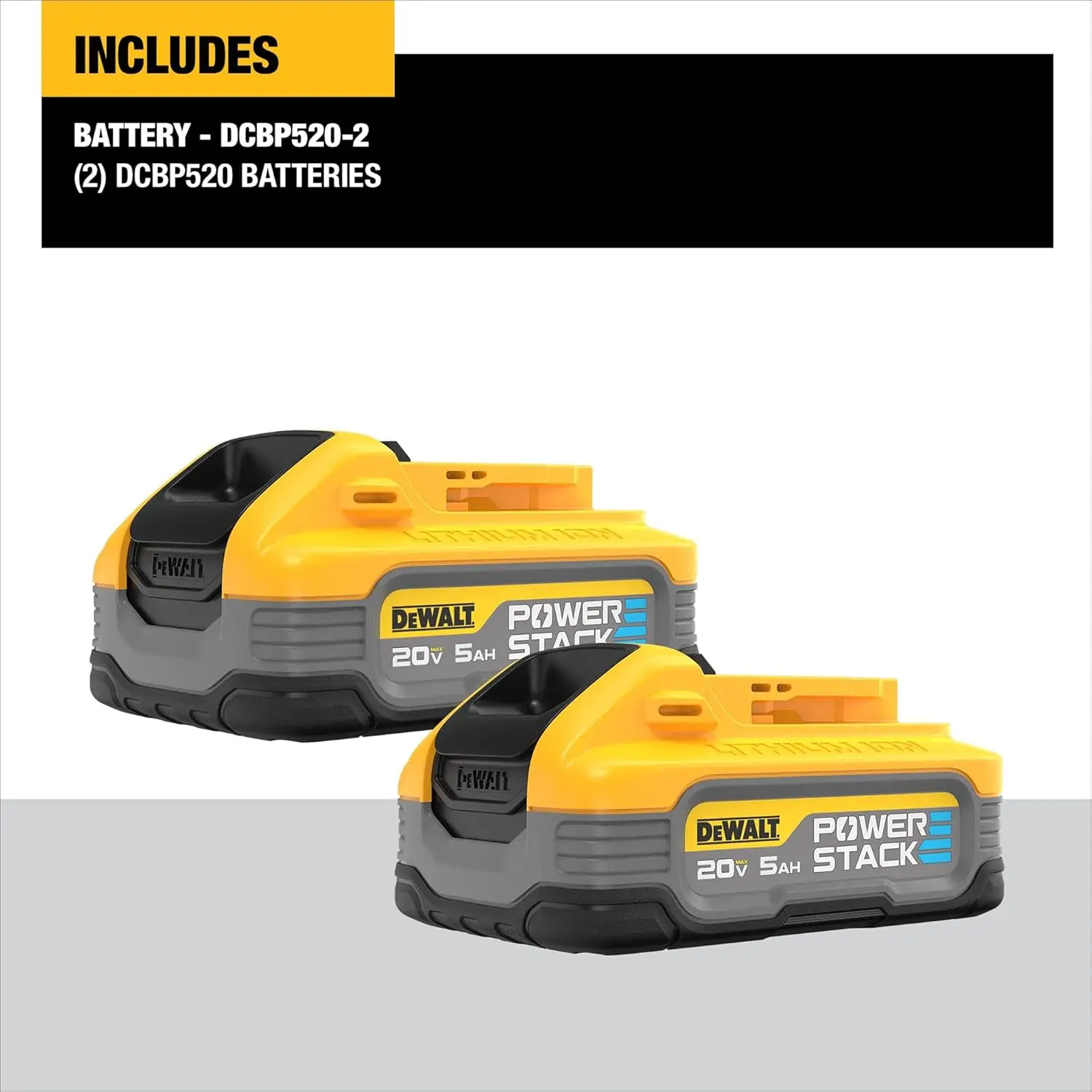 DEWALT 20V MAX XR POWERSTACK 5 Ah Lithium Ion Battery, 2-Pack (DCBP520-2)