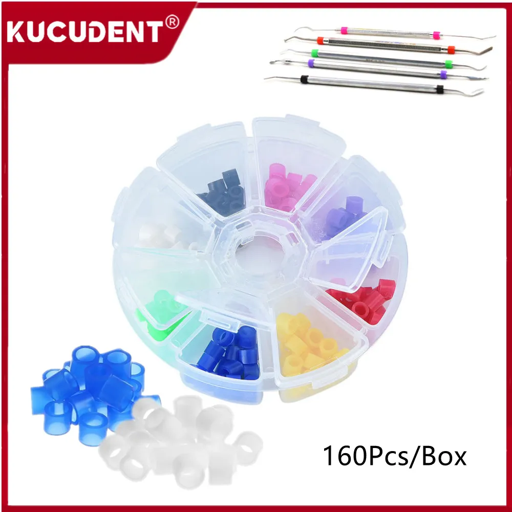 160Pcs/Box Dental Silicone Instrument Color Code Rings Autoclavable Disinfection Orthodontic Lab Tool Mark Circle Multi-Color