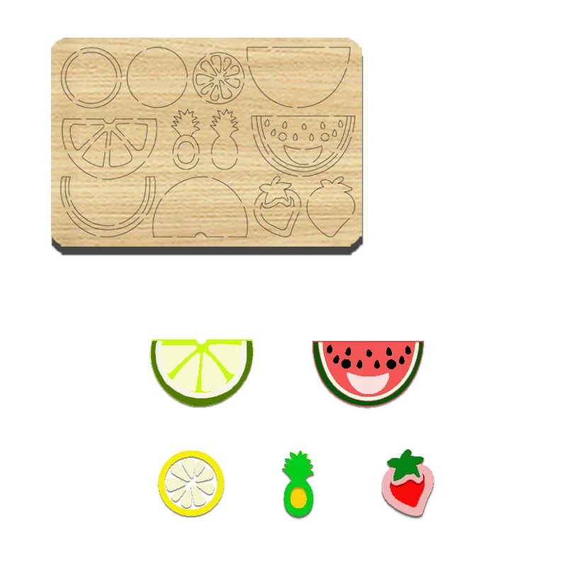 

BY137 Fruit Combination Hand Shaking Toy Watermelon Strawberry Pineapple Wood Cutting Mold, Suitable For Most Machines