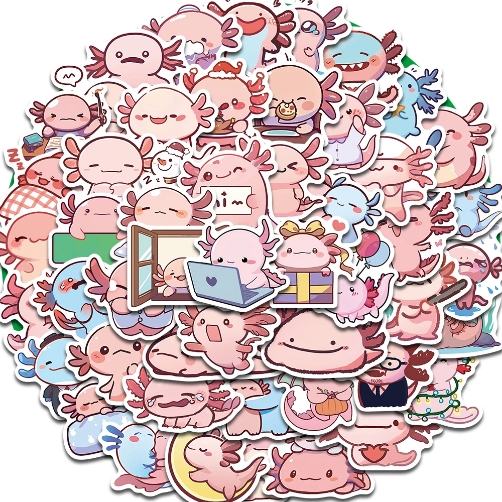 

50/100/200 PCS Funny Salamander's Daily Life Stickers Harajuku Supplies Motorcycle Phone Coffee Motorcycle Laptop Car Sticker