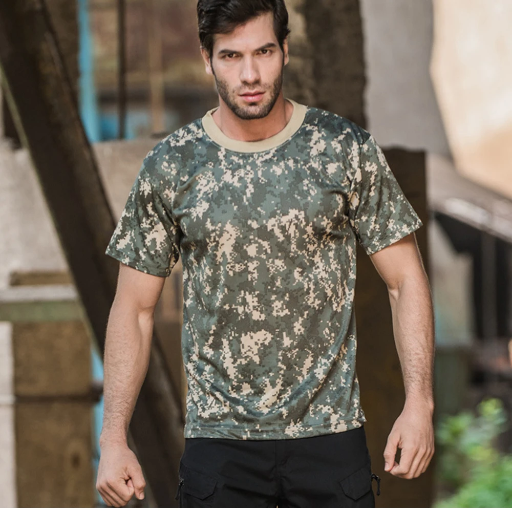 Outdoor-Sport Herren T-Shirts 3D Camouflage Schnelltrocknend O-Ausschnitt Kurzarm Oberteile Shirt Camo Wandern Jagd T-Shirt 2026 Mode – Detail 18