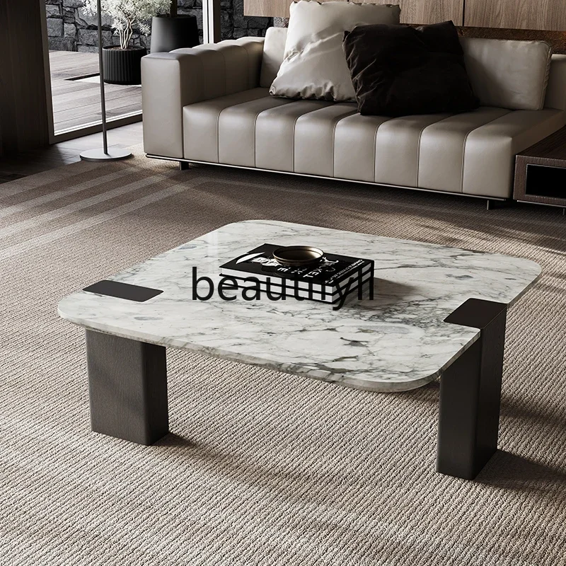 

Italian minimalist marble coffee table high-end artistic square coffee table