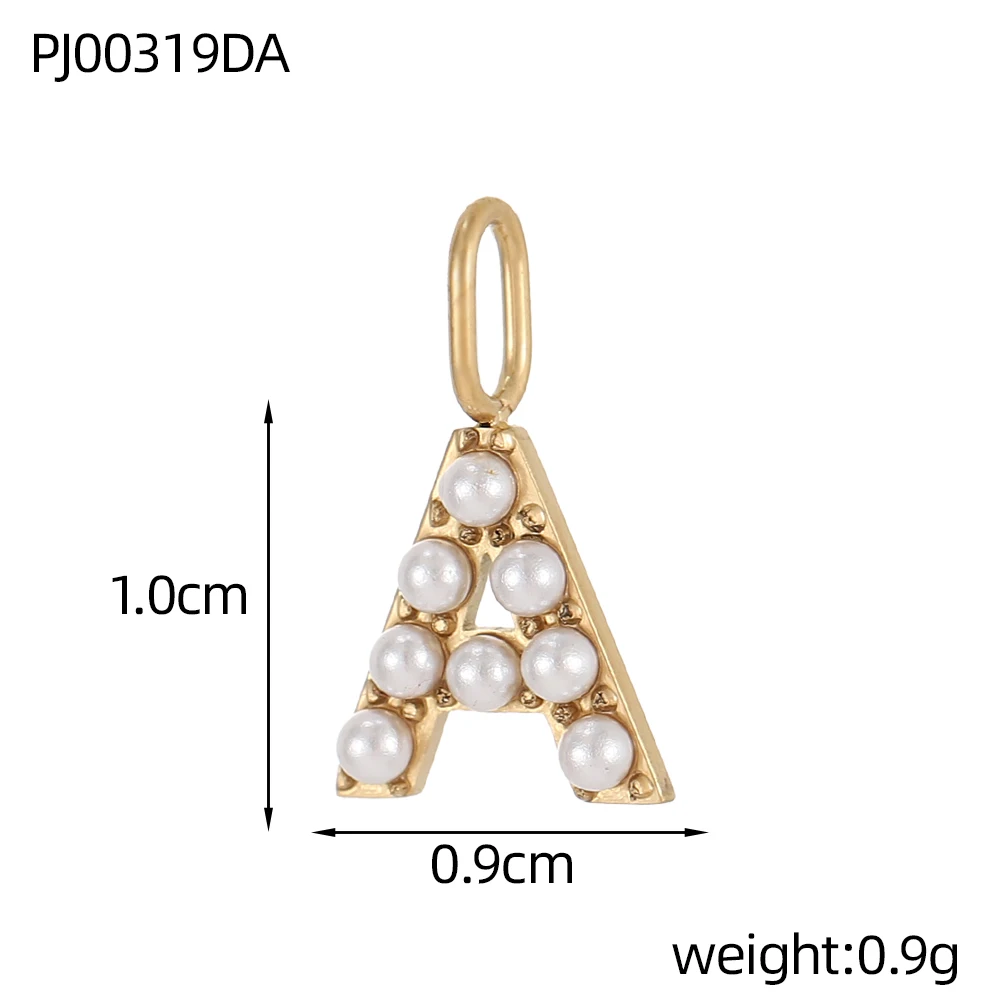 Fashion Stainless Steel Pearl 26 Gold Plated Alphabet Pendant Waterproof DIY Accessories Initials Birthday Gift Jewelry A-Z