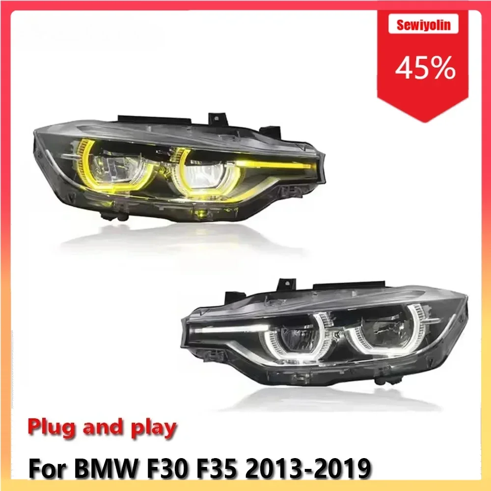 

Автомобильные светодиодные фары в сборе для BMW 3 серии F30 F35 2013-2019, желто-белые светодиодные DRL указатели поворота, вилка и P