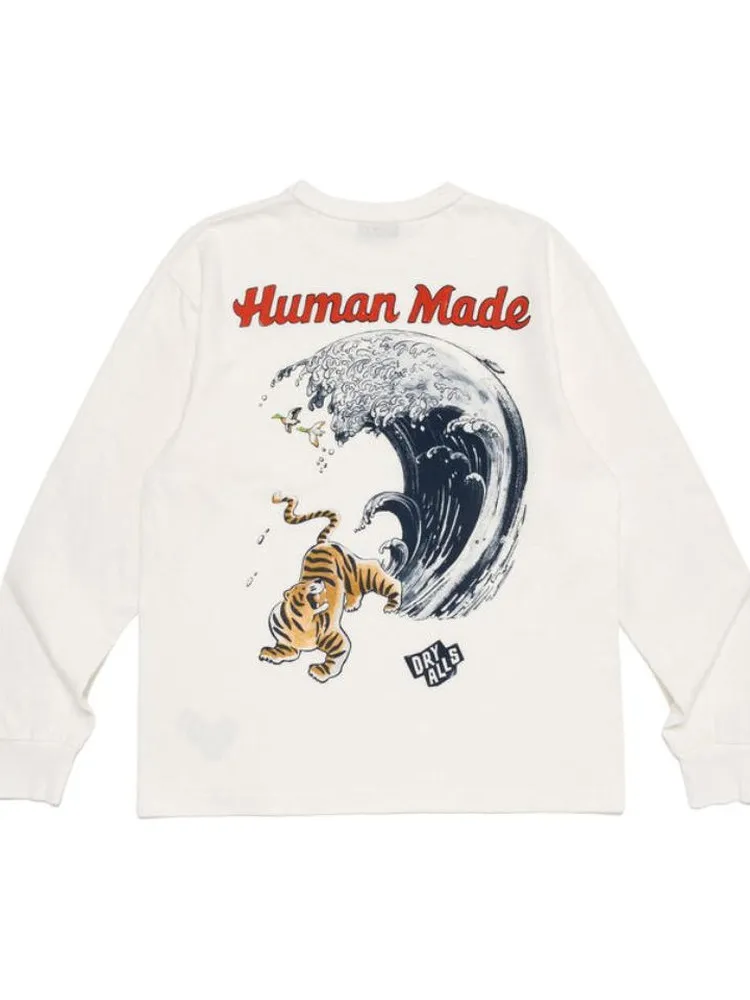 HUMAN MADE SS26 Letter Print Long Sleeve T Shirt Crew Neck Boxy Fit Unisex Japan