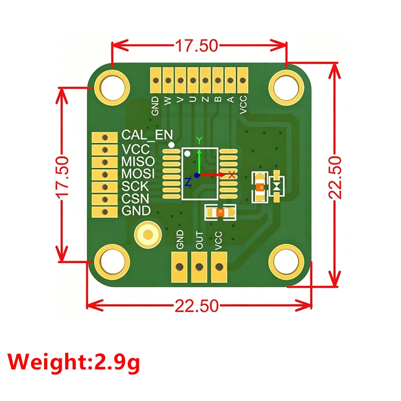 Moduł enkodera kąta magnetycznego MT6835 21-bitowy, absolutny, z wieloma wyjściami SPI PWM ABZ UVW, maks. 25000 obr./min, z magnesem, zamiennik serii AS50 — zdjęcie produktu 4
