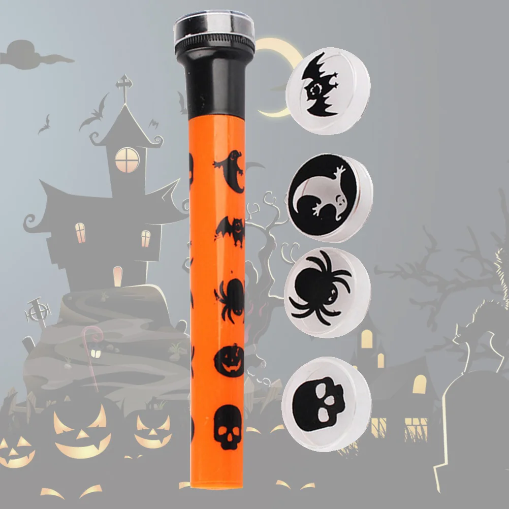 Proyector de linterna de proyección de Halloween, lámpara de patrón de fantasma de calabaza, casa encantada de plástico, 5 Juegos
