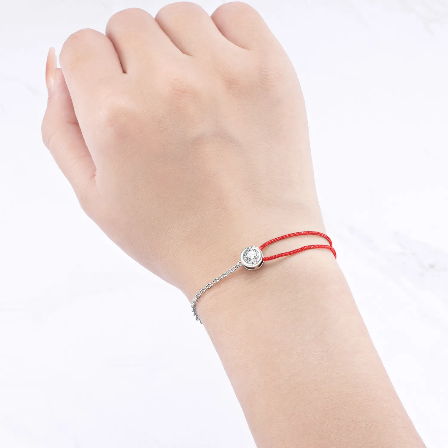 Orstarry 新 925 スターリングシルバー非対称レッドロープジルコンブレスレットチェーンリンク女性ブレスレット誕生日トレンドジュエリーファインギフト