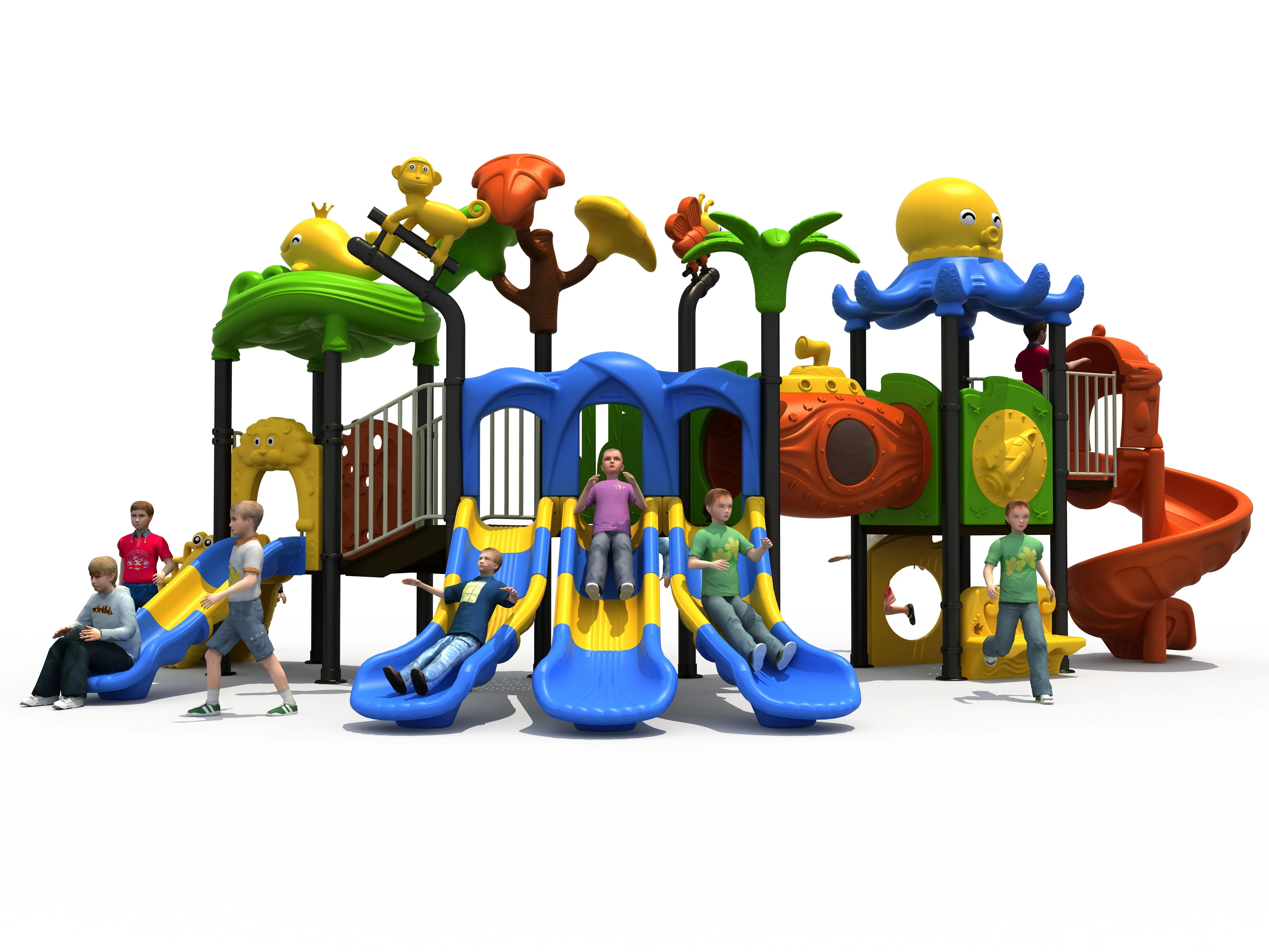 High Quality Popular Children's Outdoor Large Playground Large Slide Equipment Cheap Kindergarten Outdoor Play Equipment