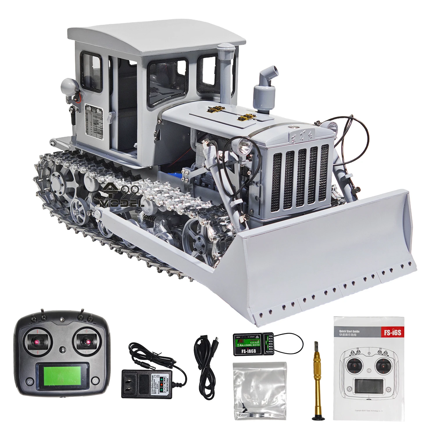 

Metal Hydraulic RC Bulldozer 1/12 Dongfanghong Crawler Bulldozer Model with Light and Sound System Remote Control Car Model Toy