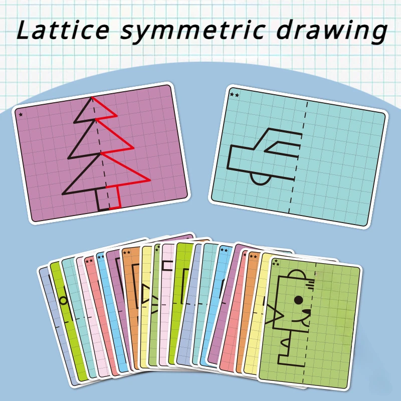 New Lattice Symmetrical Drawing Toys Motor Skill Write & Wipe Pen Control Training Painting Cards Educational Toys 20 Pages/set