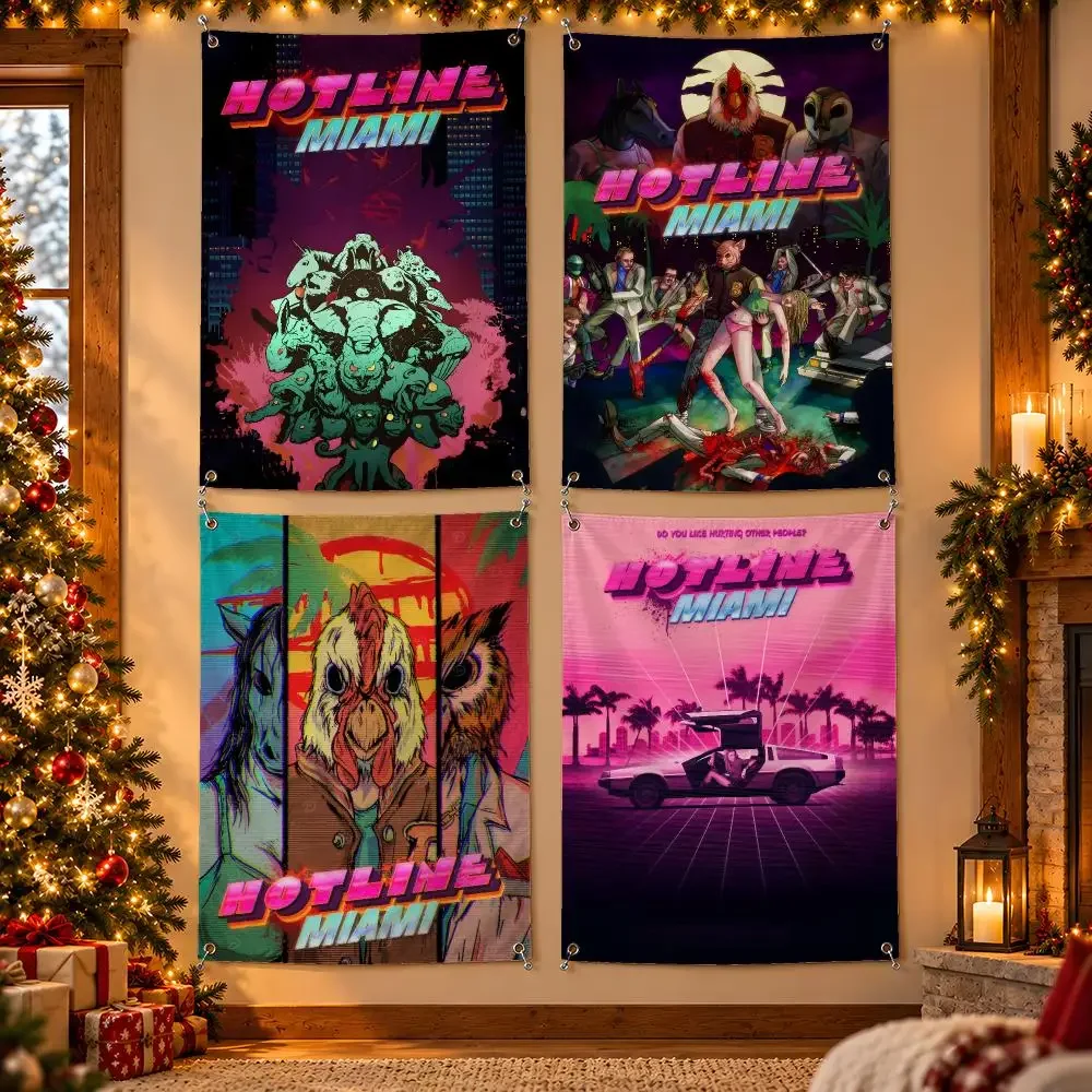 Hotline Miami Flags Wall Hanging Banner For Bedroom Living Room Outdoor Party Decor