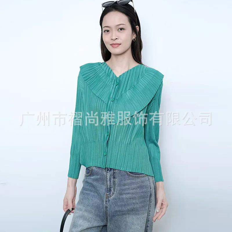 Koszula Miyake Folds 2026 Wiosna Nowy Francuski Styl Luźna Koszula Damska z Charakterem Plisowana Elegancka Wygodna Koszula z Włókna