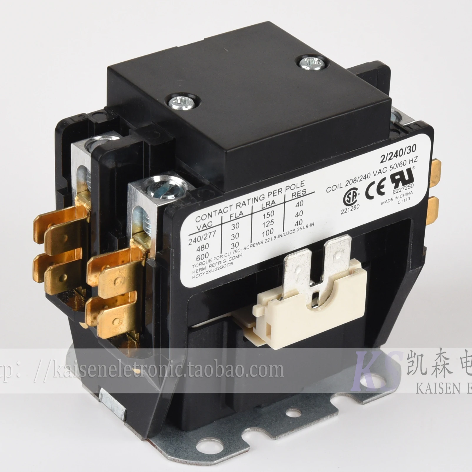 208V-240V 30A HCCY2XU02GGCS coil molded case protection bipolar AC contactor UL CSA