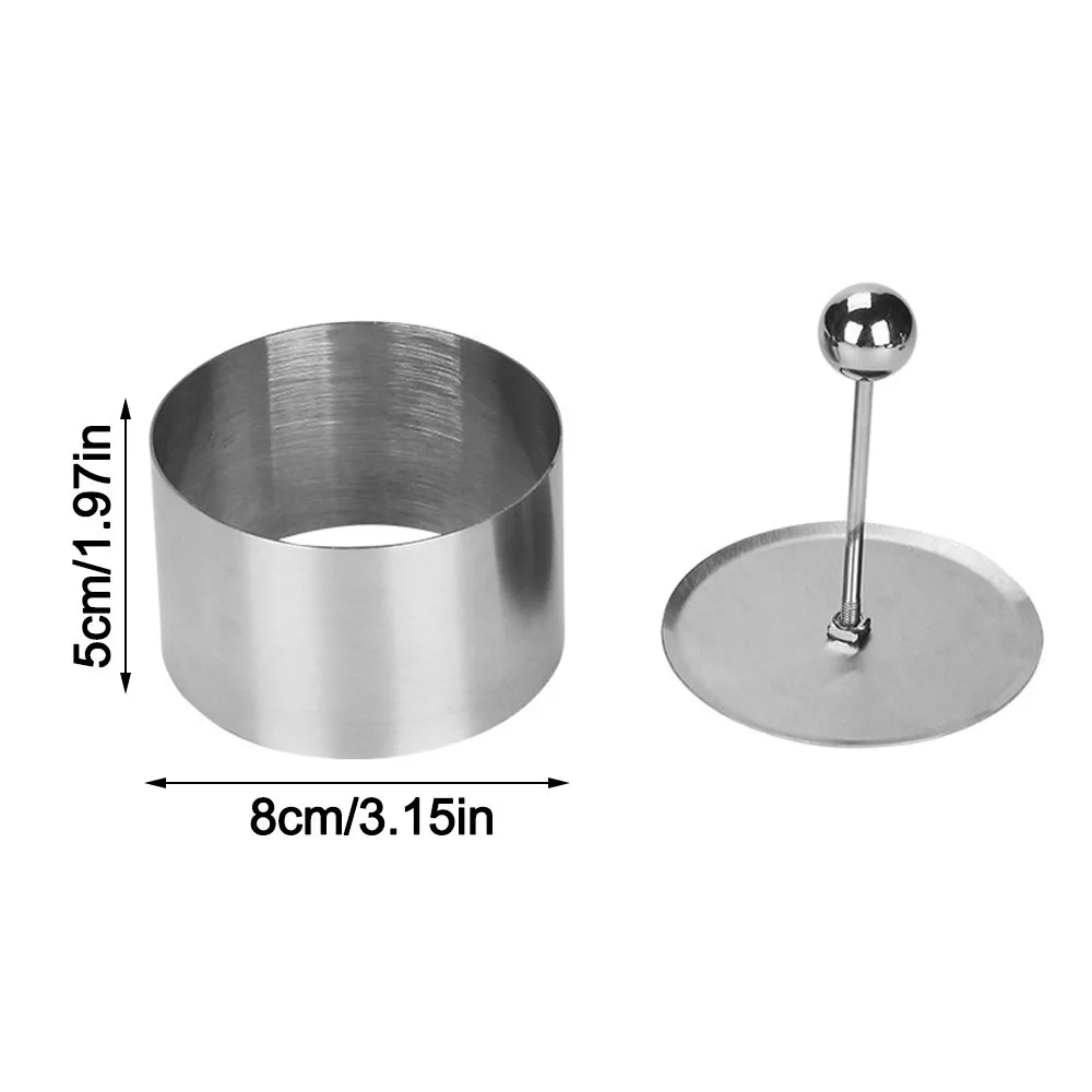 New Round Cake Mousse Ring Stainless Steel Non Stick Food Mold with Pusher Easy To Demould Rice Ball Mold view 2