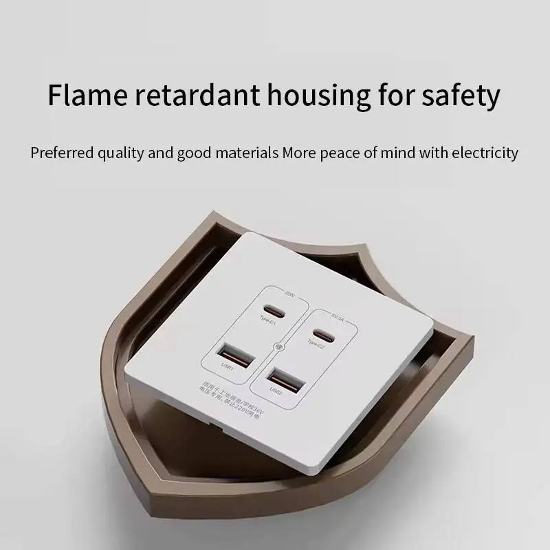 Herepow Wall Power Socket With Dual USB Typec Four Port Fast Charging Interface 20W 3A 220V Smart Home Appliance Plug Adapter view 6