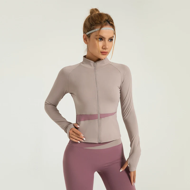 Yoga Coat High-end Standing Collar Sports Jacket Long Sleeved Short Running Training Fitness Top Windproof Running Suit Hot Sale