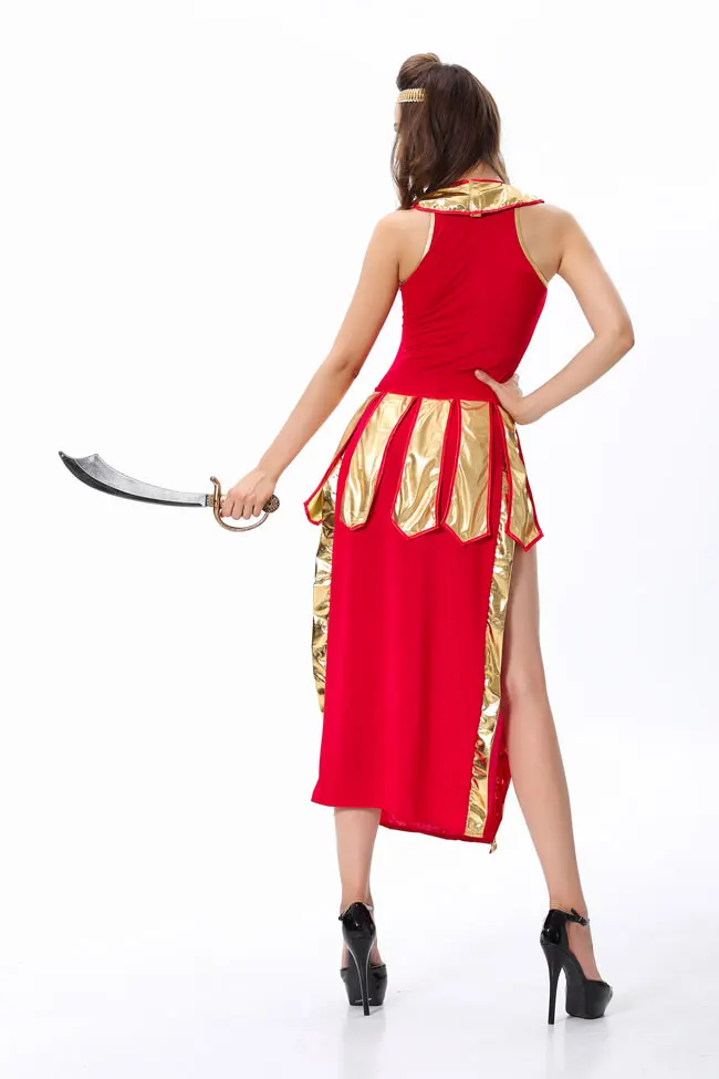 Costume sexy de déesse grecque rouge, F1460