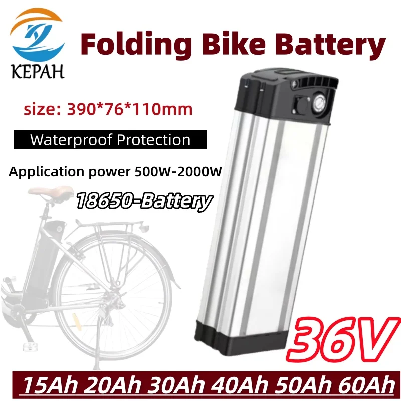 New 36V 15Ah/20AH/30AH/40AH/50AH/60AH Silver Fish Lithium Battery BMS For Motor 350W 500W 750W 1000W Above 1000 cycles