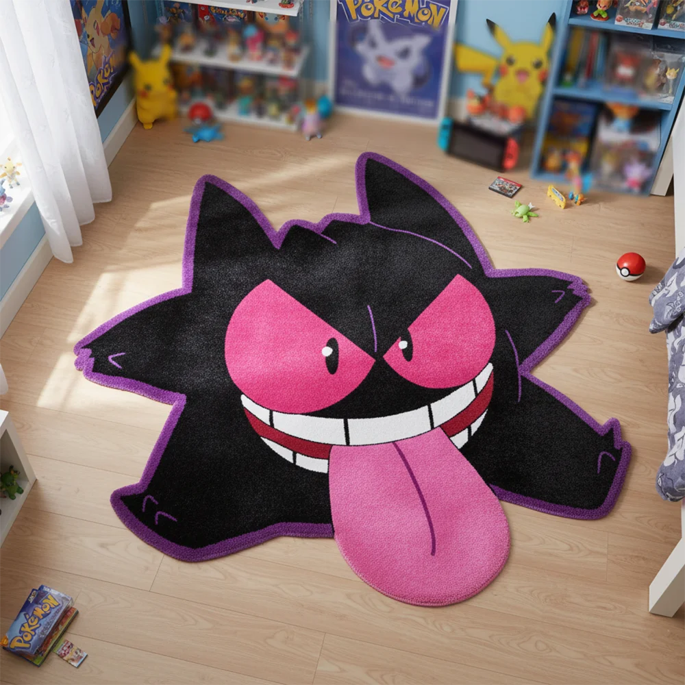 

Cartoon Pokemon Mat Gengar Rug Anime Carpet Kawaii Ghost Gaming Room Decor Soft Plush Non Slip Otaku Bedroom Mat Gift