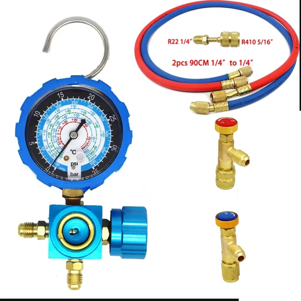 [NEWA76K!】 Air Condition Manifold Gauge For R22/R410A/R134A/R404A High & Low Pressure A/C Refrigeration Tool With Sight Glass