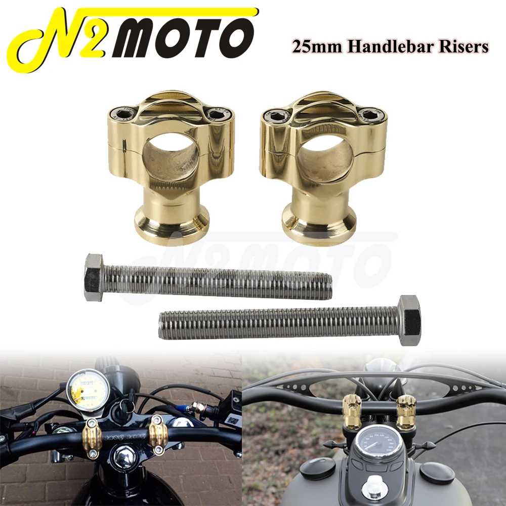 

Motorcyle 1" Handlebar Riser 25mm Bar Mount Risers Brass Unicersal For Ducati Yamaha Kawasaki Harley Softail Cafe Racer Chopper